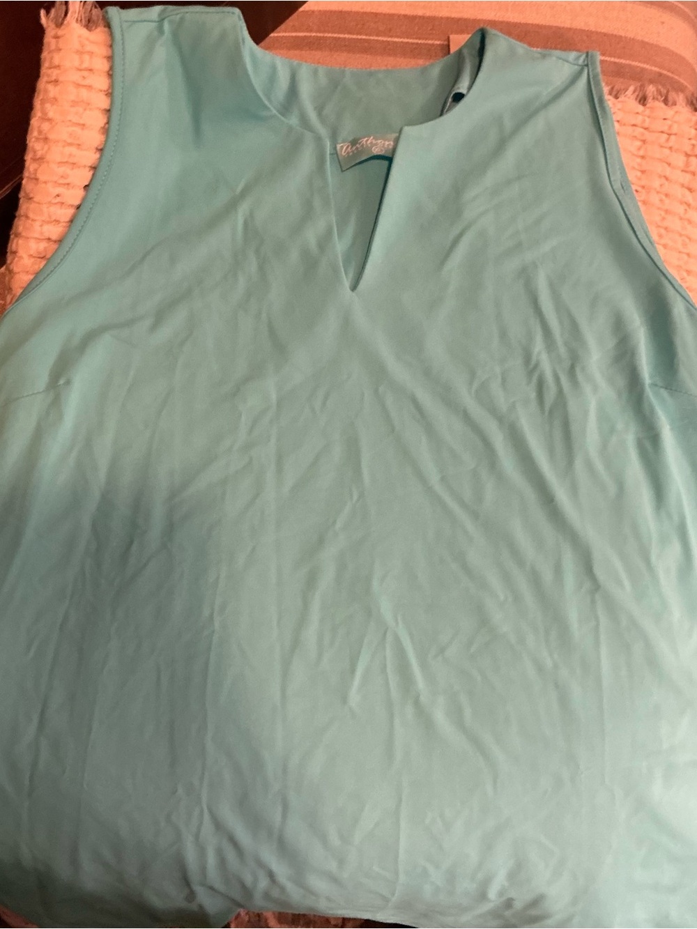 Anthony’s Resort Wear sleeveless v-neck top . SPF 50 + in clear turquoise